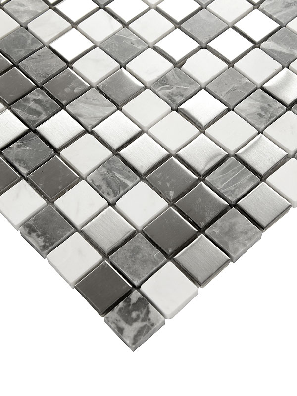 Gray White Marble Metal Kitchen Backsplash Tile