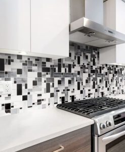Modern kitchen Mixed Glass Metal Backsplash Tile BA1120