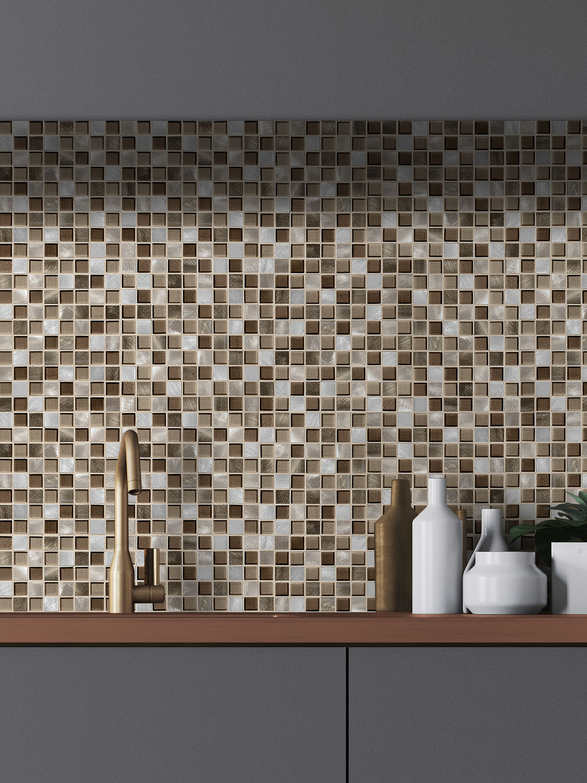 BA1123-brown metal glass modern kitchen backsplash tile