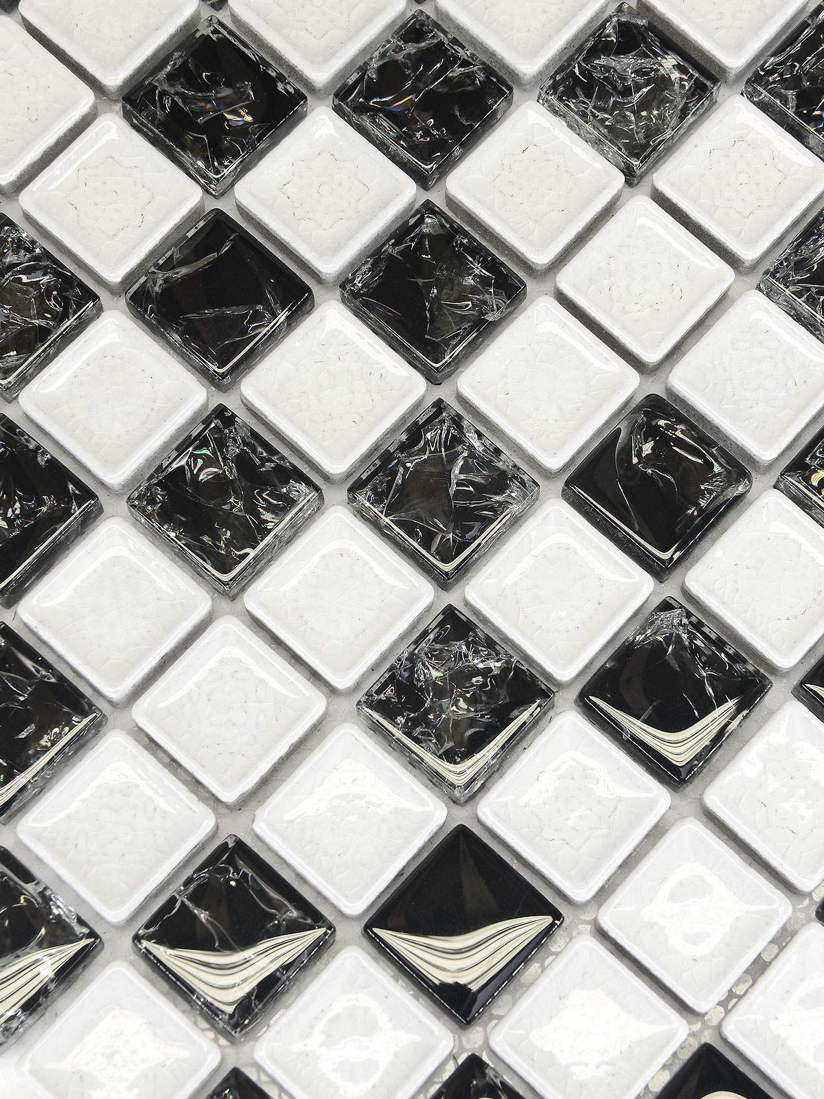 BA1152 Black White Glass Ceramic Backsplash Tile from backsplash.com