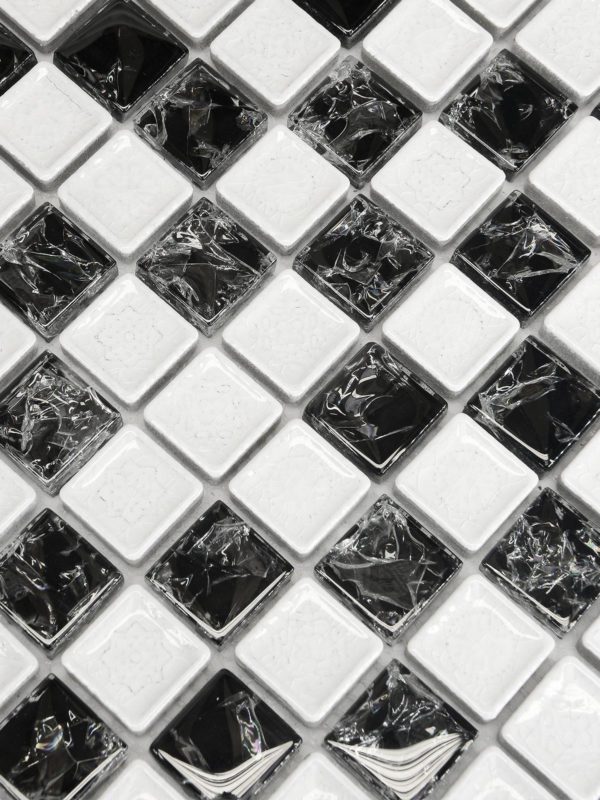 BA1152 Black White Glass Ceramic Backsplash Tile from backsplash.com