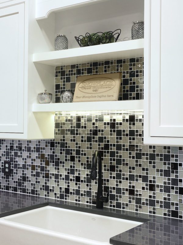 Beige Blue Black Glass Metal Kitchen Backsplash Tile BA1108 5