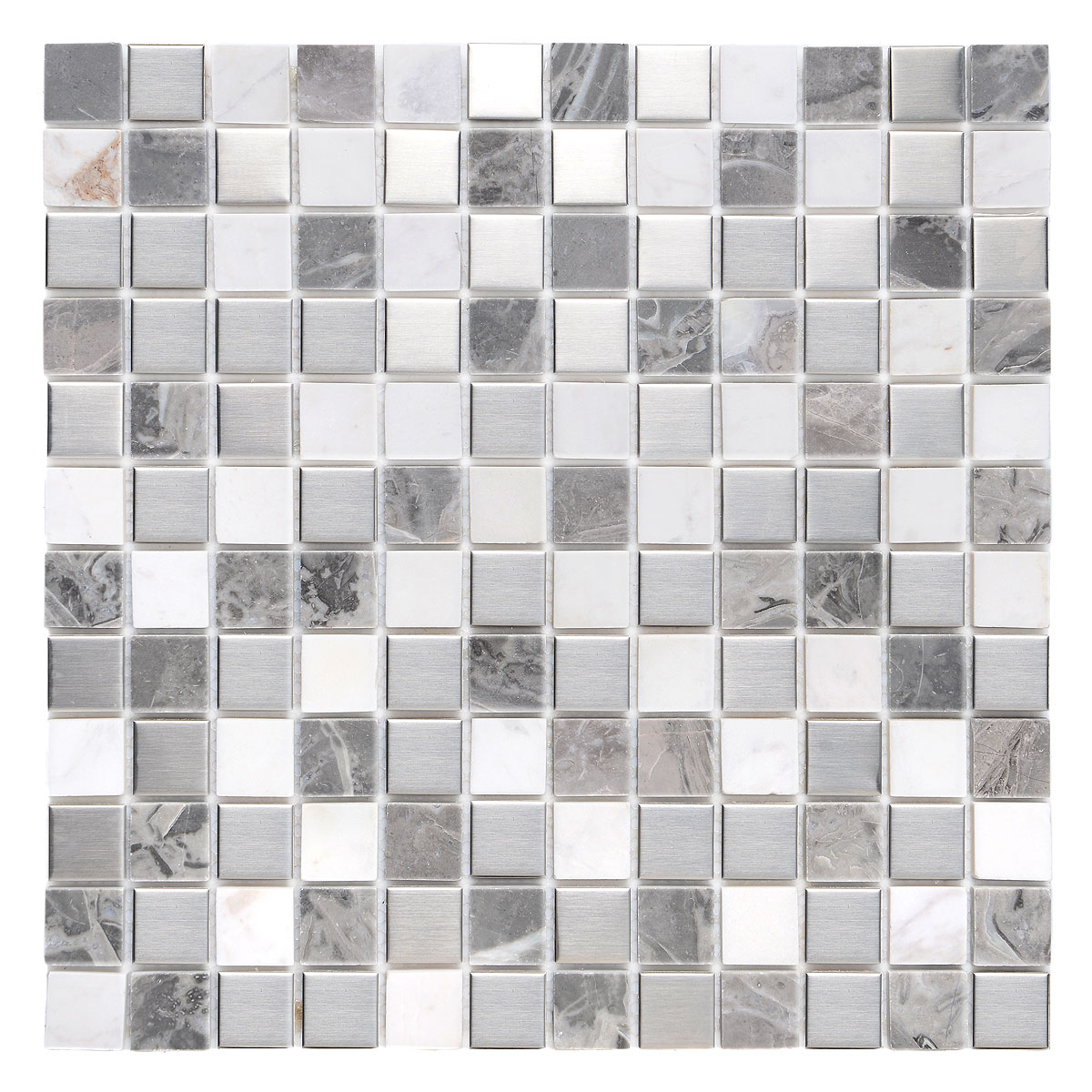 Gray White Marble Metal Kitchen Backsplash Tile BA1115 1