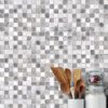 Gray White Marble Metal Kitchen Backsplash Tile BA1115