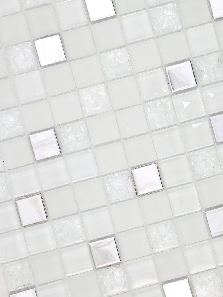 MODERN White Glass Metal Kitchen Backsplash Tile