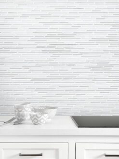 Modern White Thin Glass Mosaic Backsplash tile BA1164