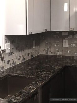 Black Granite Modern Gray Cabinet Glass Metal Backsplash Tile