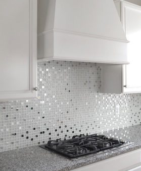 MODERN White Glass Metal Kitchen Backsplash Tile | Backsplash.com