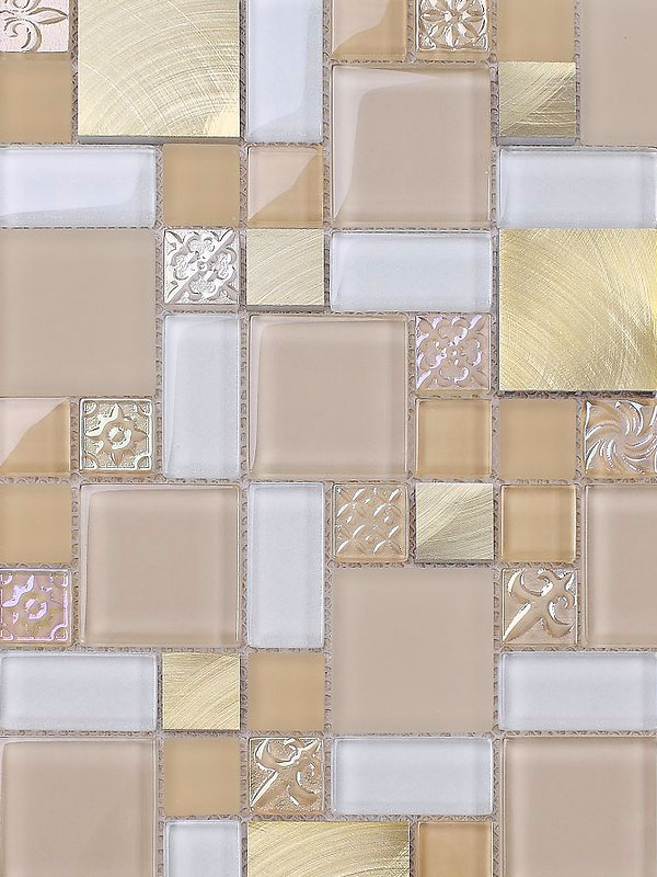 Glass Metal Gold Color Backsplash Tile | Backsplash.com