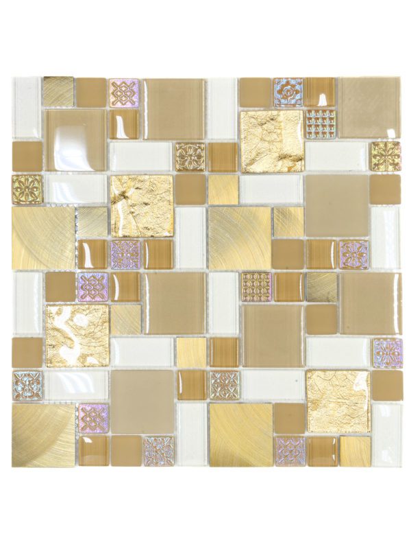 Glass Metal Gold Color Backsplash Tile from Backsplash.com BA1139
