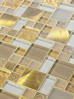 Glass Metal Gold Color Backsplash Tile from Backsplash.com BA1139