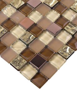 Brown Beige Gold Glass Kitchen Backsplash Tile BA1142