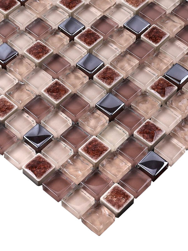 Brown Red Beige Glass Kitchen Backsplash Tile