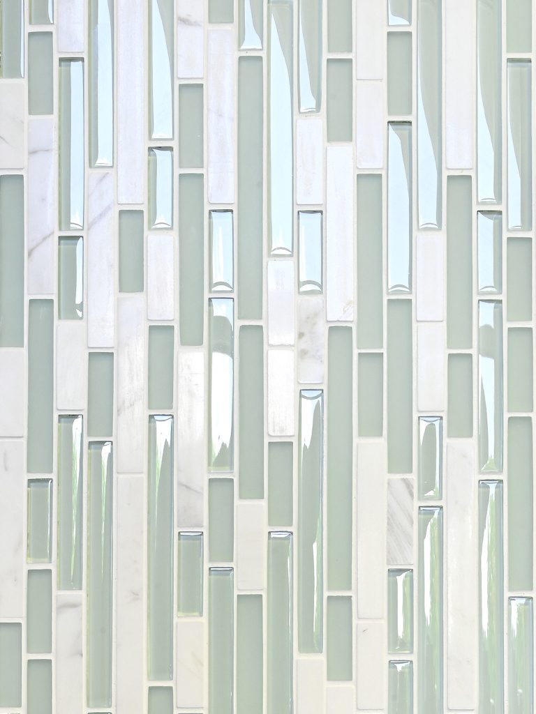 Greenish White tones Glass and Marble Mosaic Kitchen Backsplash tile