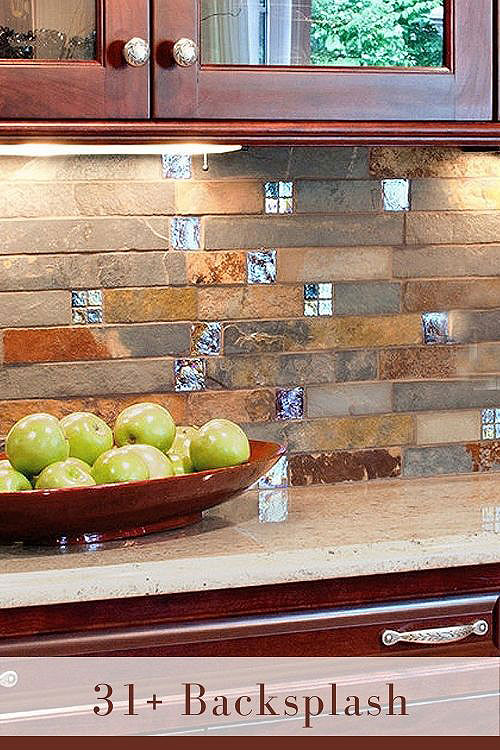 slate mosaic brown rusty kitchen backsplash tile 1