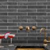 Black long slate subway backsplash tile BA1045