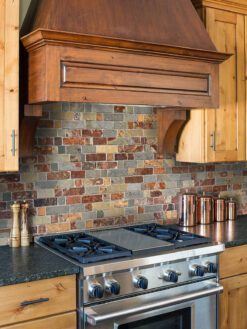 Brown cabinet ubatuba granite slate backsplash tile BA1063 1