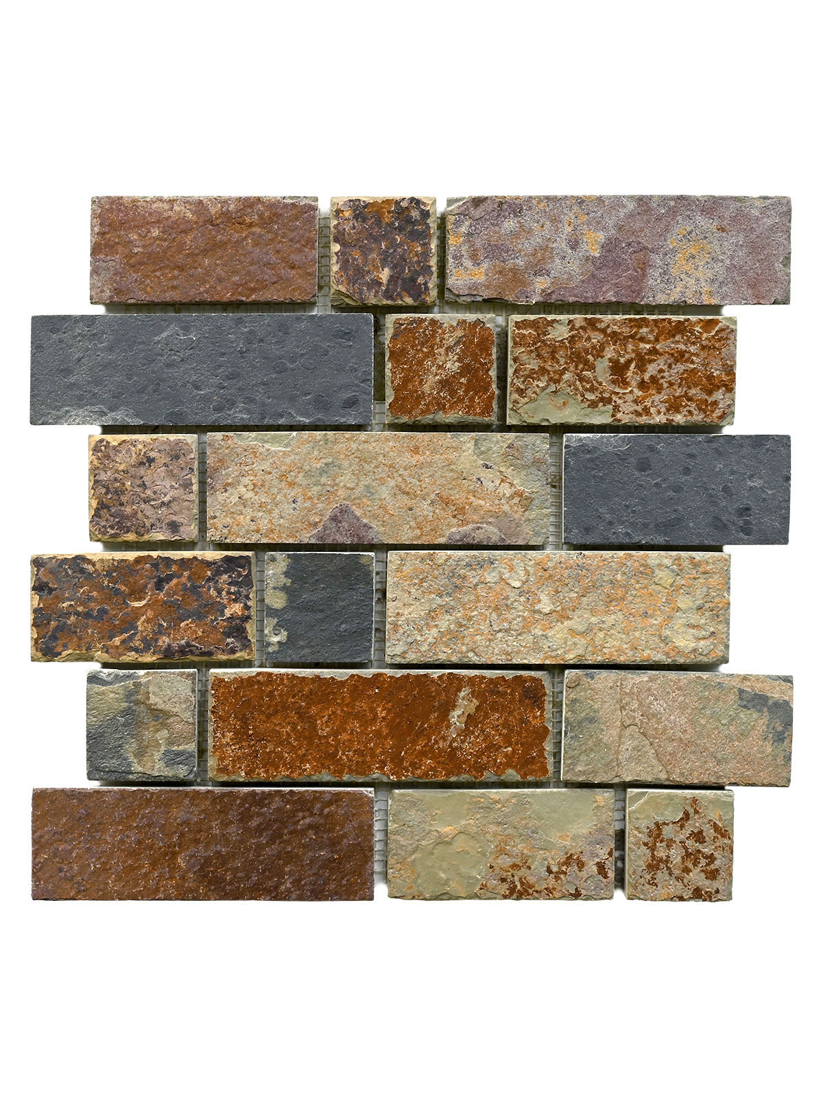 Rusty brown slate stone subway mosaic backsplash tile BA1063 1