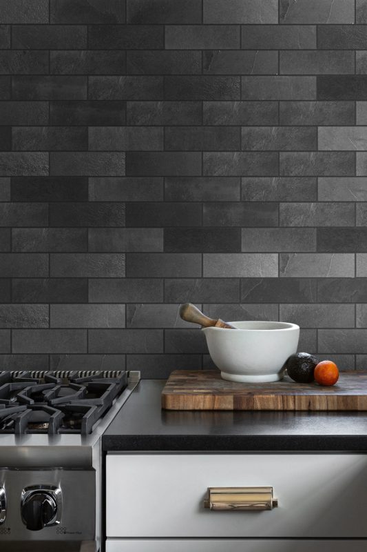 Black Dark Gray Slate Backsplash Tile Subway Slate | Backsplash.com