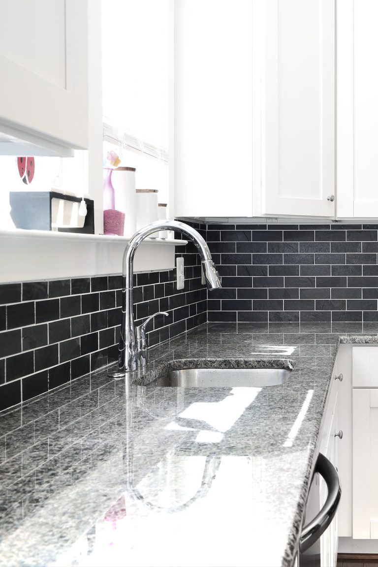 Black Dark Gray Slate Backsplash Tile Subway Slate | Backsplash.com