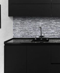 Black Cabinet Modern Gray Glass Marble Backsplash Tile BA1037