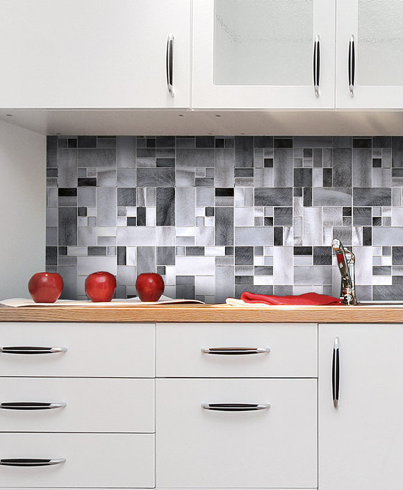 BA1117 Gray modern metal kitchen backsplash tile