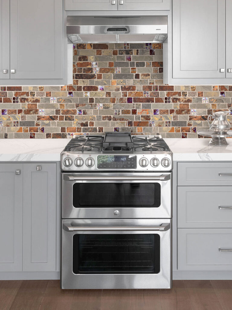 Rustic Slate and Glass Mixed - Slate Subway Backsplash Tile