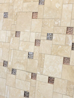 Light Beige Travertine with Glass Backsplash Tile BA1043 4