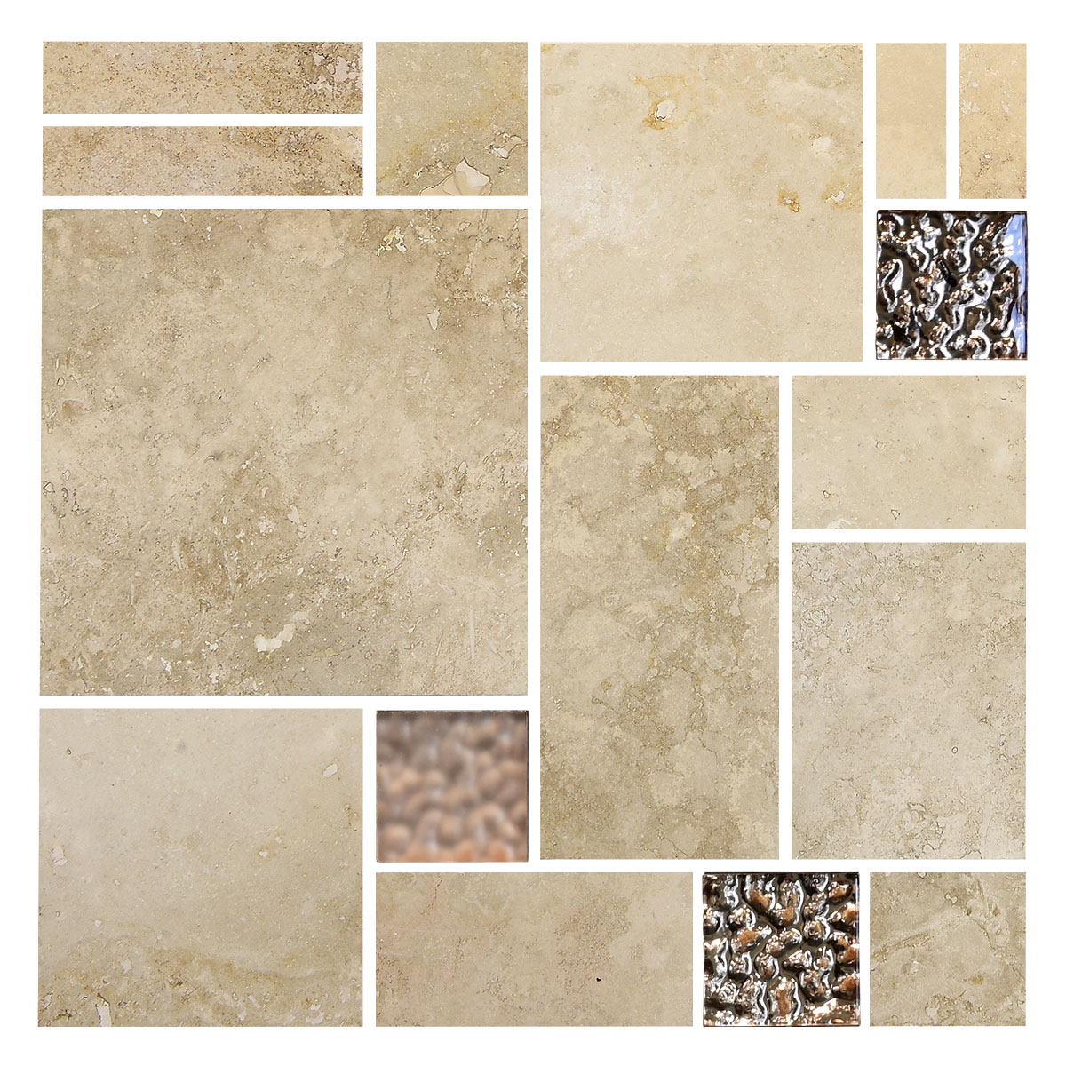 Light Beige Travertine with Glass Backsplash Tile BA1043 5