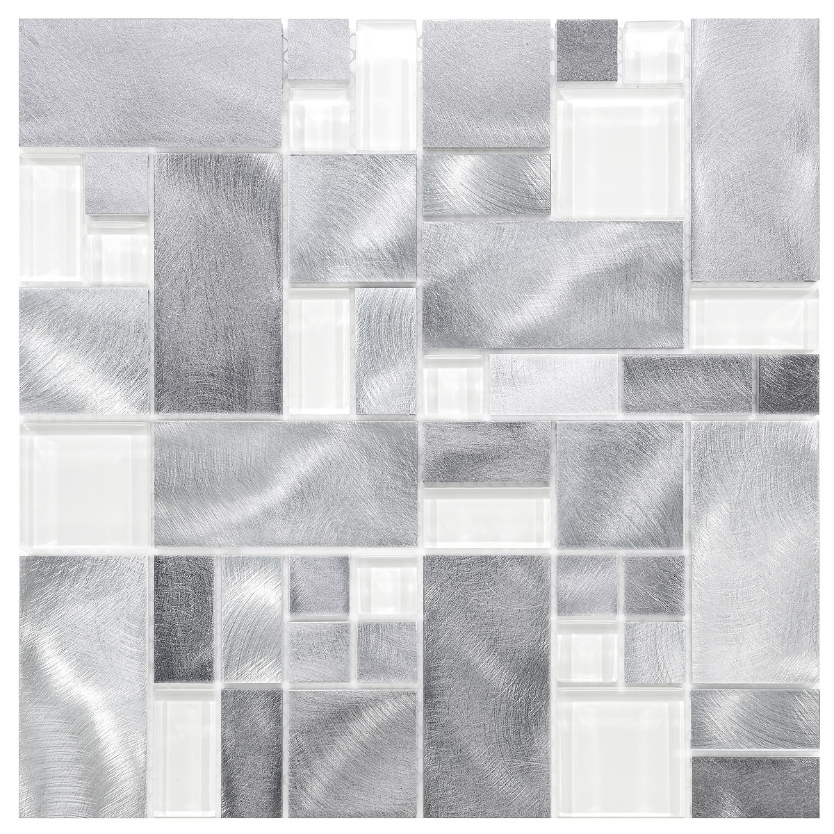 Modern Glass Metal Gray Backsplash tile BA1118