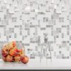 White Glass Metal Kitchen Backsplash Tile BA1138