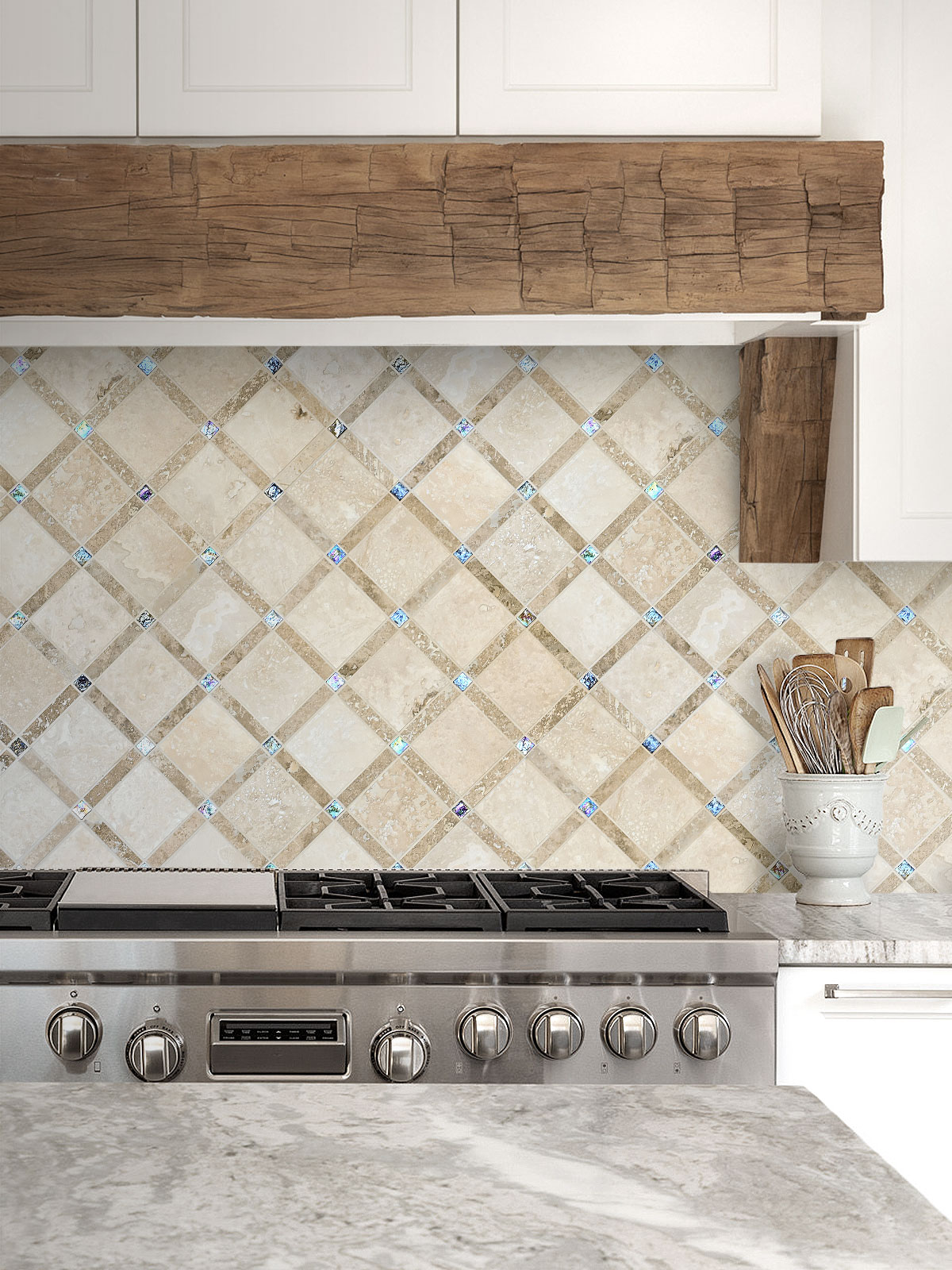 gray granite countertop white cabinets beige kitchen backsplash tile