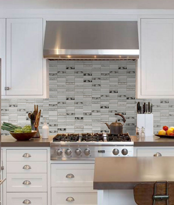 White modern glass marble metal backplash tile for elegance designs