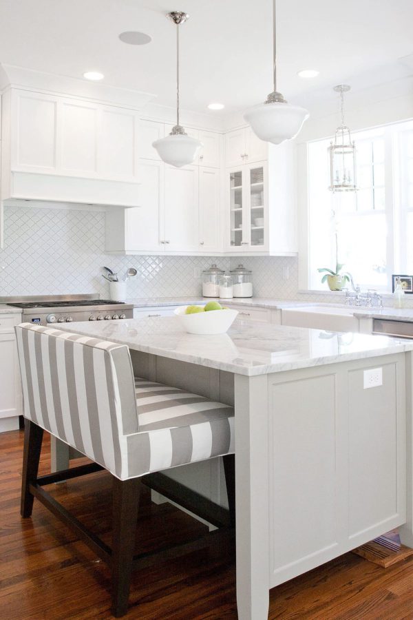 White Kitchen Glossy Elegant Porcalein Kitchens Backsplash Tile