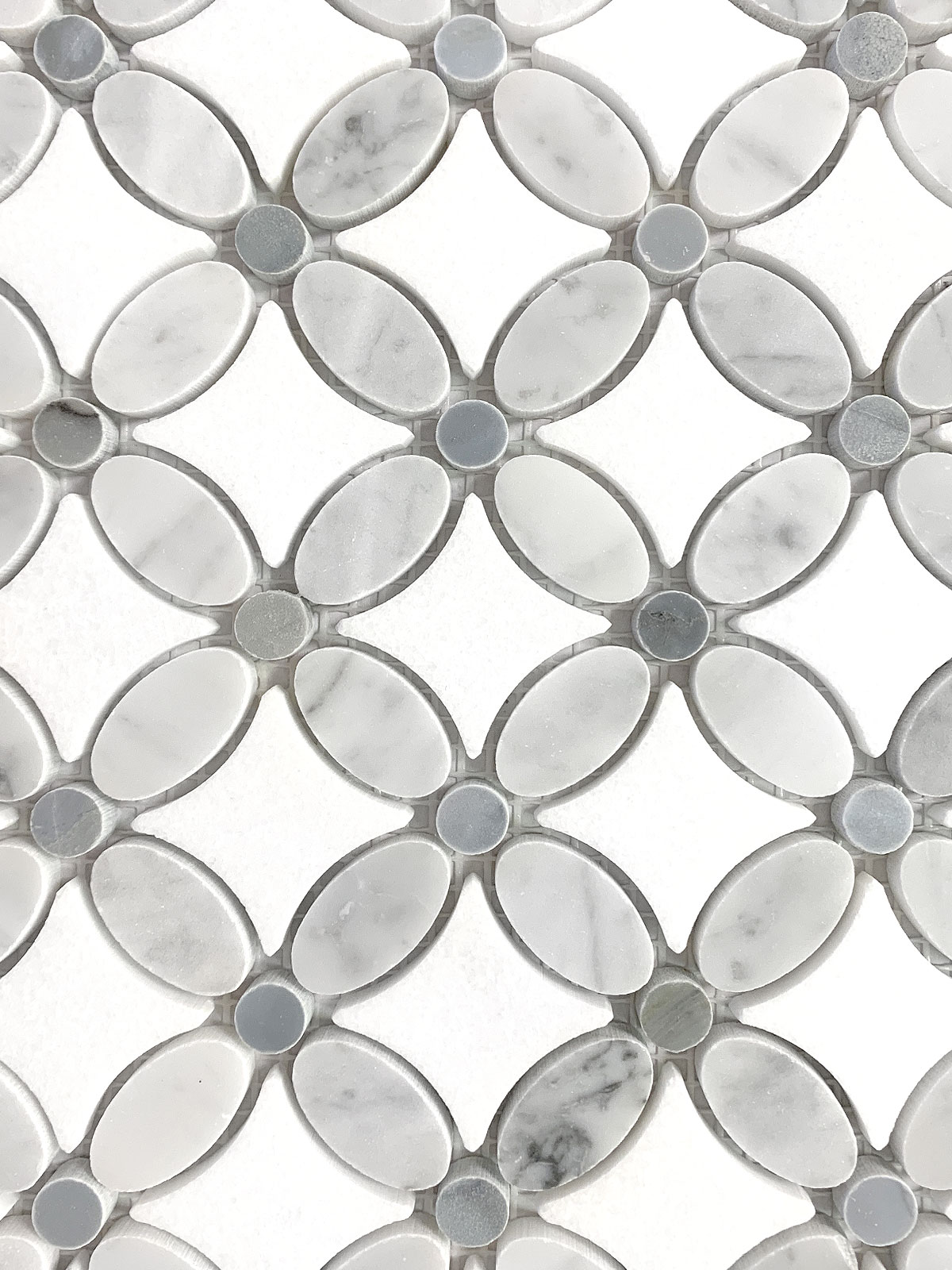 White & gray marble flower pattern floor wall mosaic tile