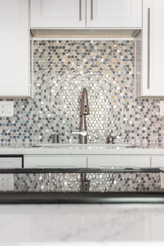Blue Gray Hexagon Glass Marble Mosaic | Backsplash.com