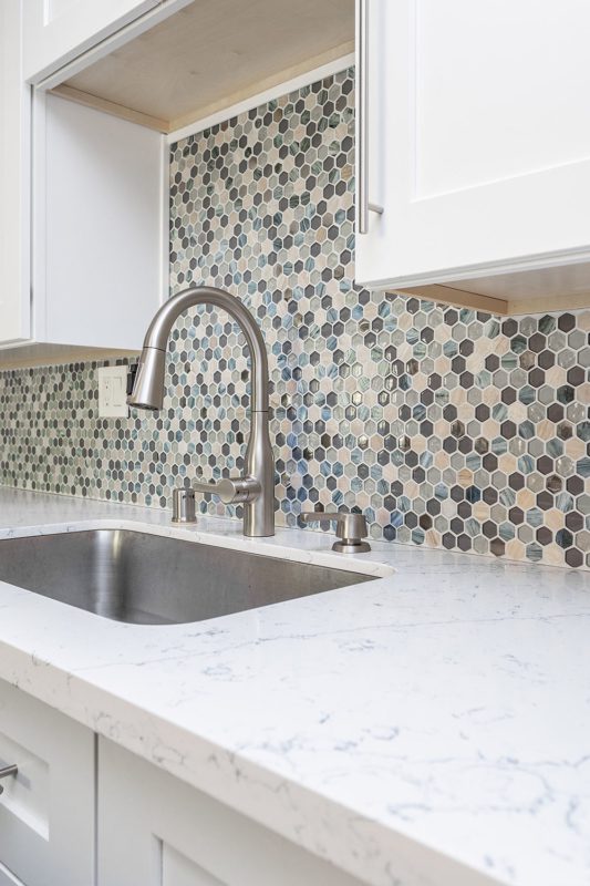 Blue Gray Hexagon Glass Marble Mosaic 