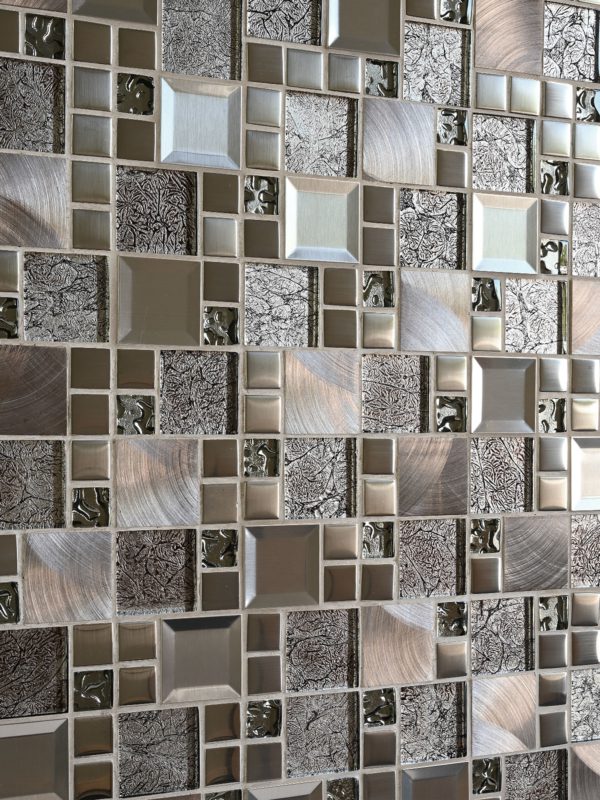 Glass and metal copper gray color backsplash tile BA62010 11