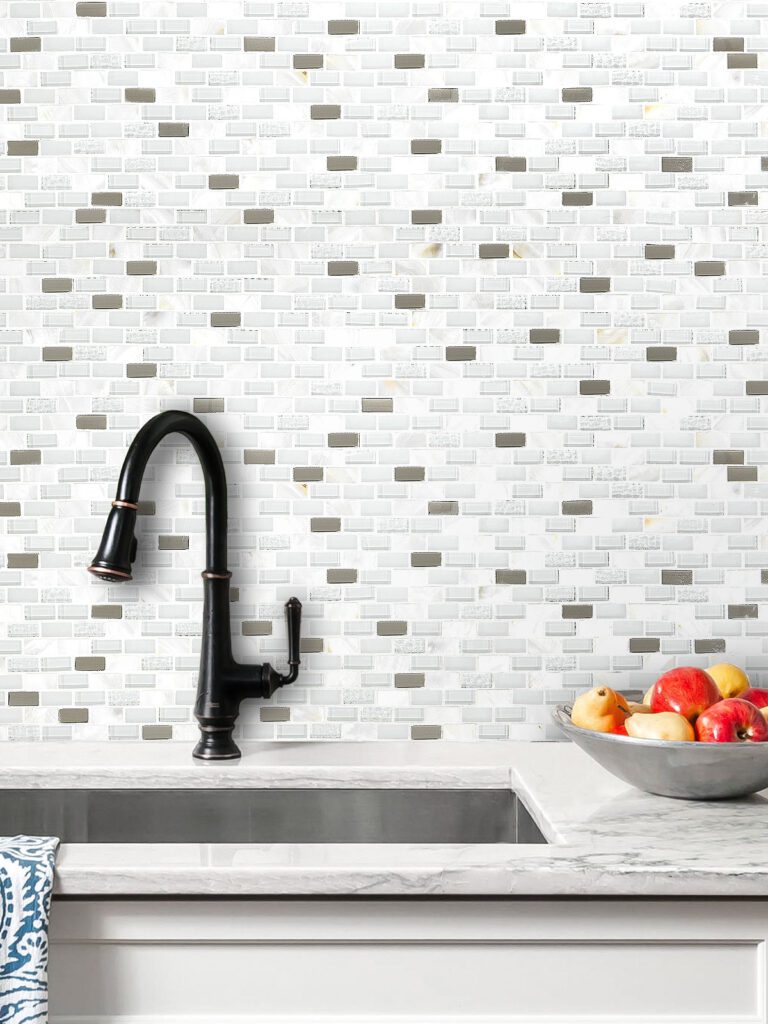 White Glass Shell Metal Mosaic Tile | Backsplash.com