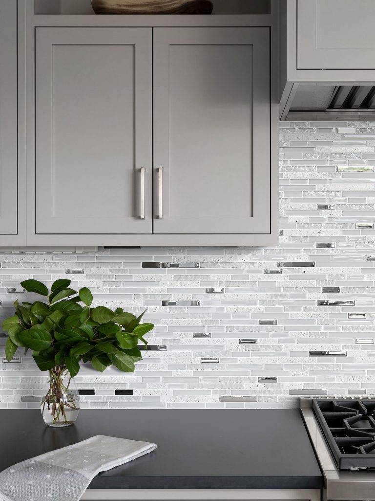 Modern White Glass Quartz Mosaic Tile
