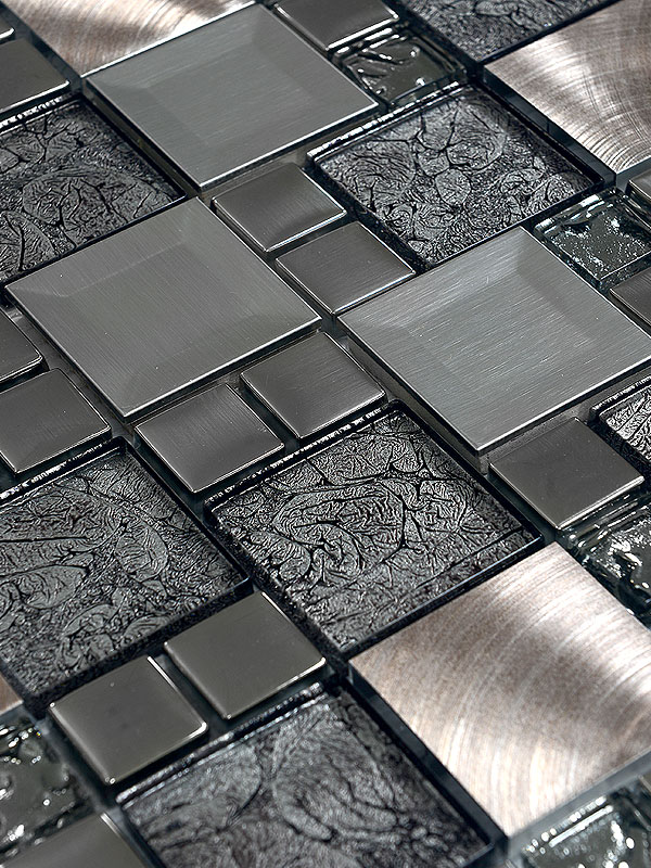 Glass Metal Gray Copper Mosaic Backsplash Tile 4 