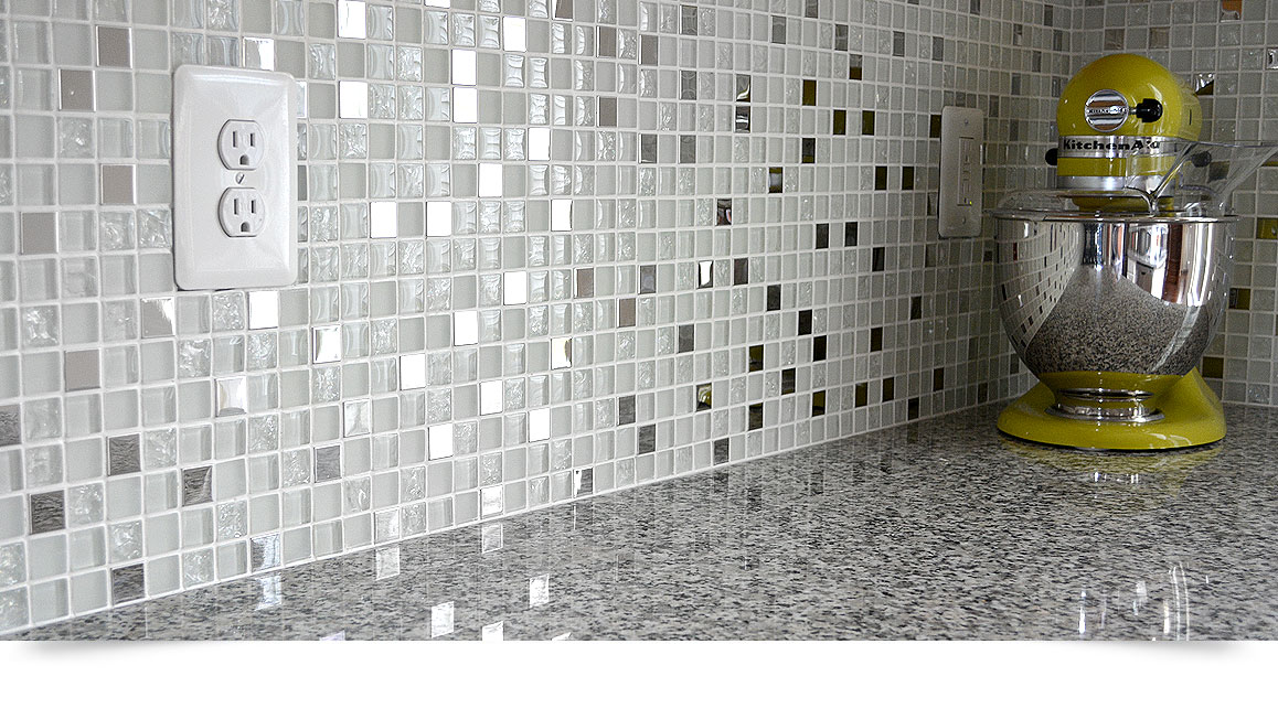 New caledonia gray granite glass metal kitchen backsplash tile
