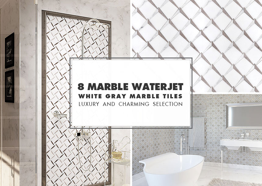 WATERJET White Gray Mosaic Tile Ideas | Marble Waterjet Tiles