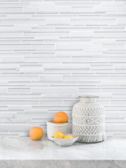 White Glass Marble Linear Backsplash Tile BA1155 1