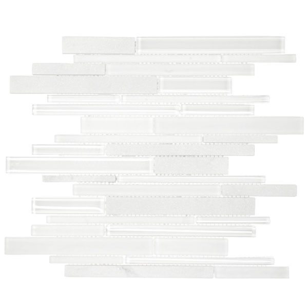 White Glass Marble Linear Backsplash Tile BA1155