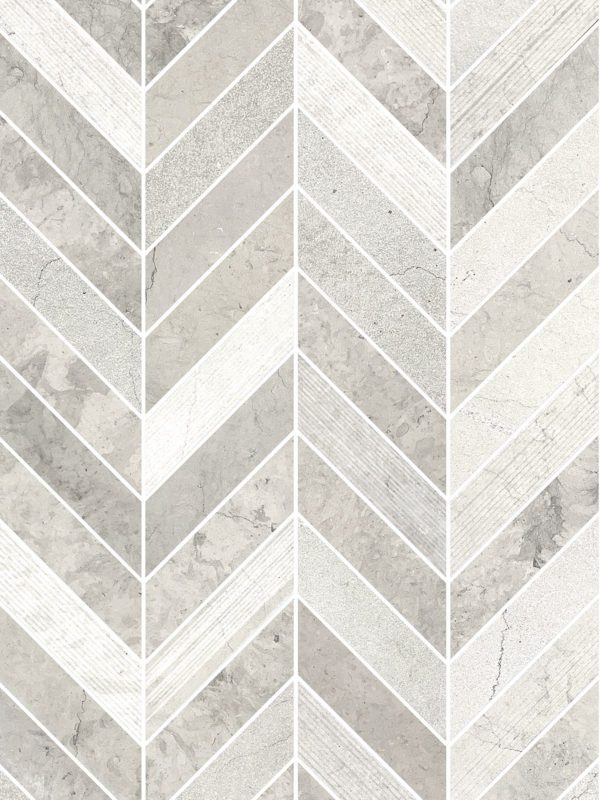 Gray modern limestone chevron mosaic backsplash tile BA631612