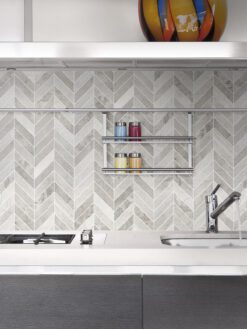 Gray modern limestone chevron mosaic backsplash tile cabinet countertop BA631612
