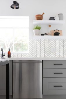 White Modern Marble Chevron Backsplash Tile | Backsplash.com