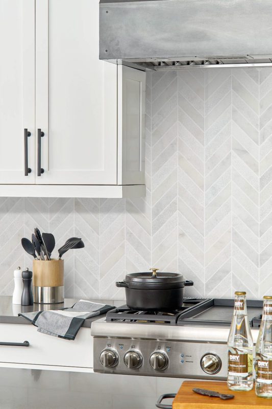 White Modern Marble Chevron Backsplash Tile | Backsplash.com