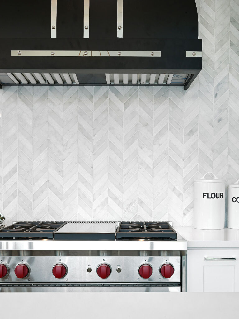 White Modern Marble Chevron Backsplash Tile | Backsplash.com